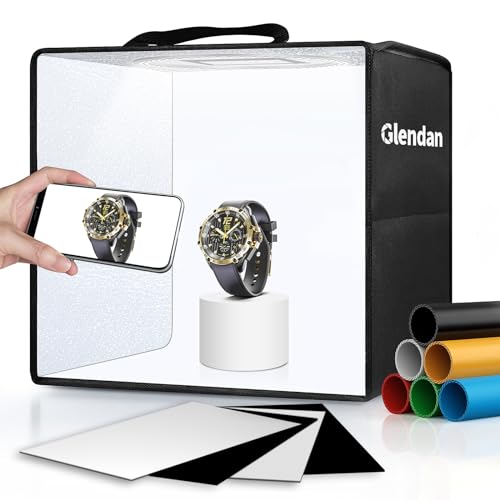 Glendan Light Box Photography, 10'x10' Photo Box with 88 High Color Rendering Index LED Lights, 6 Color PVC Backdrops, 4 Reflection Boards and 1 Diffuser for Jewelry and Small Item Product Photography