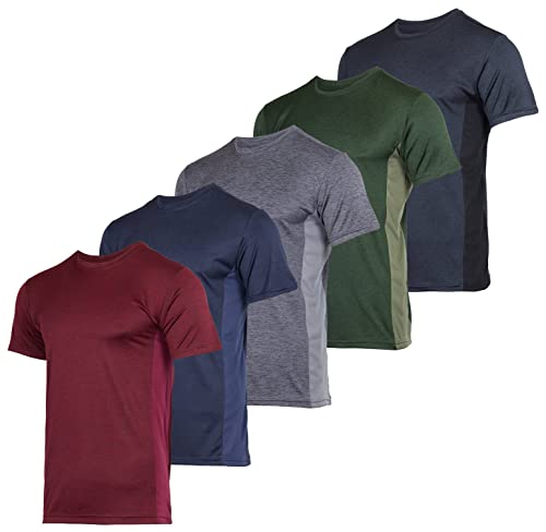 5 Pack Men’s Active Quick Dri Dry Fit Crew Neck T Shirts Athletic Running Gym Workout Short Sleeve Tee Tops Camisas Summer