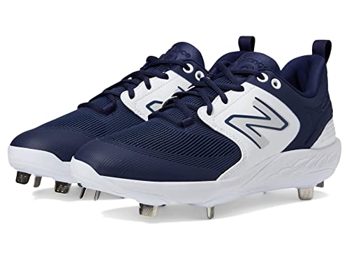 New Balance Men's Fresh Foam X 3000 V6 Metal Baseball Shoe, Navy/White, 10