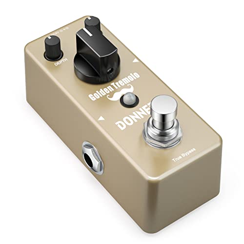 Donner Tremolo Pedal, Golden Tremolo Guitar Pedal Analog Tremolo Effect Pedal for Electric Guitar and Bass True Bypass