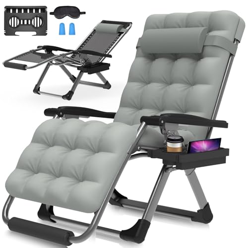 Suteck Oversized Zero Gravity Chair,29In XL Lounge Chair w/Removable Cushion&Headrest, Reclining Camping Chair w/Upgraded Lock and Footrest, Reclining Patio Chairs Recliner for Indoor Outdoor