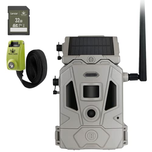 Bushnell CelluCORE 20 Solar Trail Camera, Low Glow Hunting Game Camera with Detachable Solar Panel with Bundle Options (Strap + SD Card)