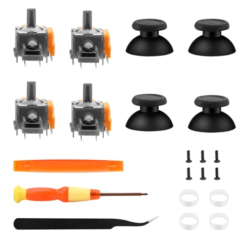 TOMSIN Joysticks Replacement for PS5 Controller,4 Pack Hall Effect 3D Analog Sensor Joysticks Module with Thumbsticks Cap for Playstation 5 Conrtoller,Thumbsticks Repair Kit for PS5 Controller