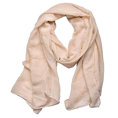 woogwin Women's Cotton Scarves Lady Light Soft Fashion Solid Scarf Wrap Shawl (One Size, beige)