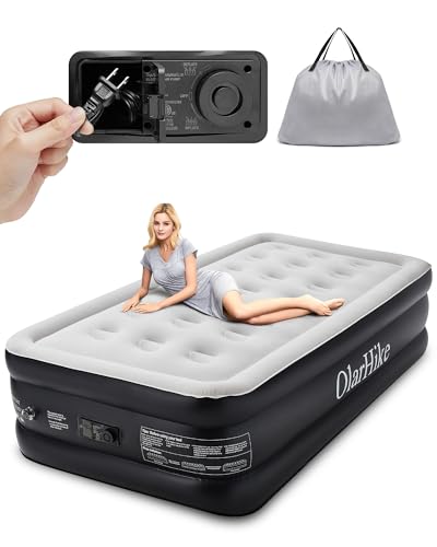 OlarHike Inflatable Twin Air Mattress with Built in Pump,18' Elevated Durable for Camping,Home&Guests,Fast&Easy Inflation/Deflation Airbed,Black Double Blow up Bed,Travel Cushion,Indoor