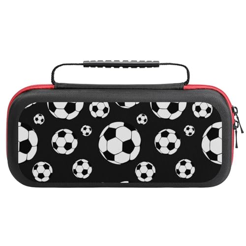 PUYWTIY Portable Carrying Bag Compatible with Switch Game Case, Travel Hard Shell Protective Case with 20 Game Cartridges, Soccer Balls Football