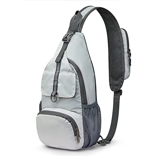 G4Free Packable Crossbody Sling Backpack, Small Travel Hiking Daypack Casual Foldable Shoulder Chest Bag(Gray)