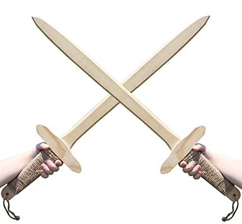 Adventure Awaits! Wooden Toy Sword for Kids with Jute Wrapped Handle | 2 Pack | Lightweight and Durable for Imaginative Kids | Set of 2
