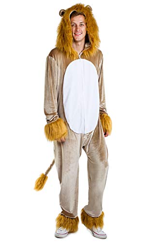Tipsy Elves Men's Lion Costume - Funny King of Cats Halloween Jumpsuit Size S