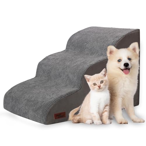3 Tiers Dog Ramp and Stairs for Beds Or Couches - Non-Slip Sturdy Pet Steps - for Small Dogs to get on High Bed