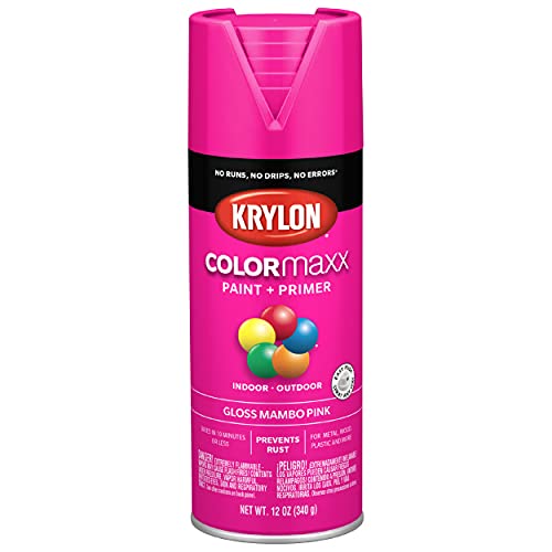 Krylon K05528007 COLORmaxx Spray Paint and Primer for Indoor/Outdoor Use, Gloss Mambo Pink, 12 Ounce (Pack of 1)