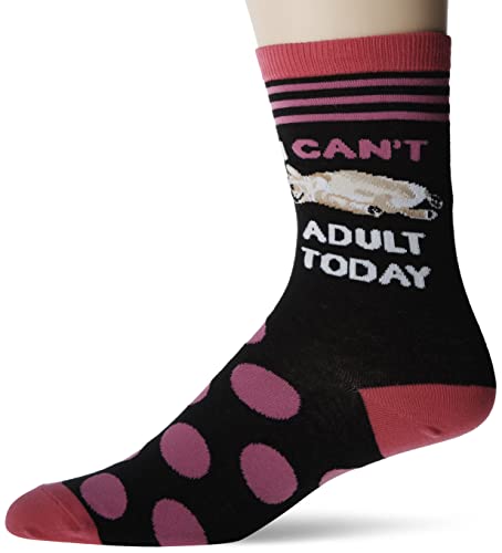 K. Bell Socks Women's Dog Lover's Fun & Cute Novelty Crew Socks, Black (Can't Adult), Shoe Size: 4-10