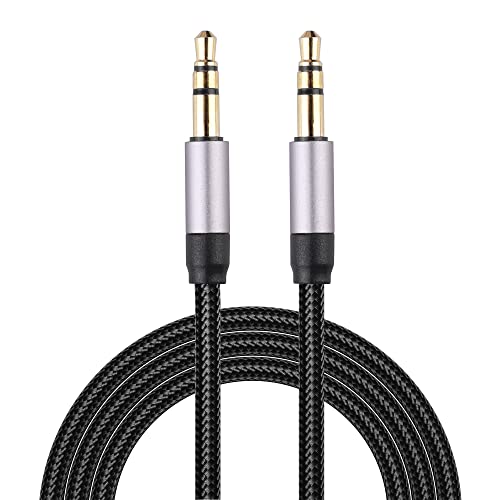 VAKS 3.5mm AUX Cable (6.6 ft / 2m, Hi-Fi Sound), Nylon Braided Audio Auxiliary Stereo Adapter Male to Male AUX Cord for iPhone/Headphones/Home/Car Stereos/Smartphones/Tablets, Grey