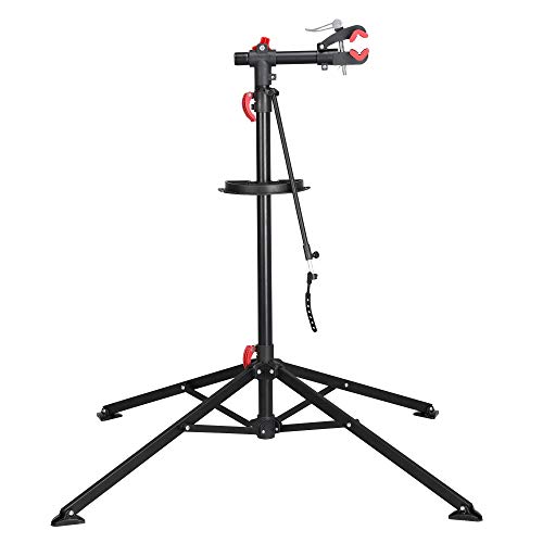 Yaheetech Bike Repair Stand Height Adjustable Bike Work Stands with Multiple Quick Release Telescopic Arm Tool Tray for Home Bicycle Mechanic