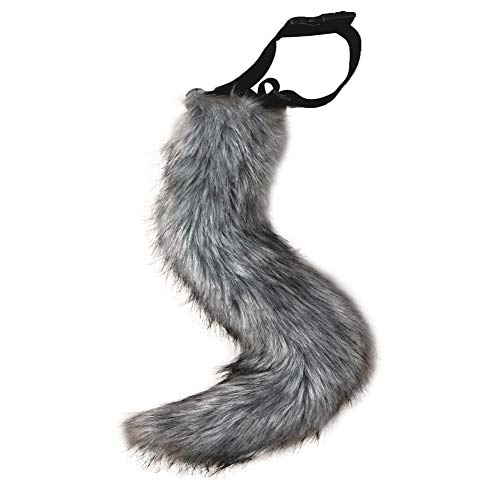 JUNBOON Faux Fur Tail for Cosplay Halloween Party Costume (Dark gray)