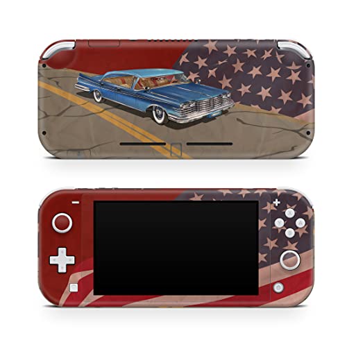 TACKY DESIGN Retro Skin Compatible with Nintendo Switch lite Skin USA Flag, Car Skin Compatible with Switch lite Cover Vinyl 3m Decal Cute Full wrap Compatible with Switch lite Sticker