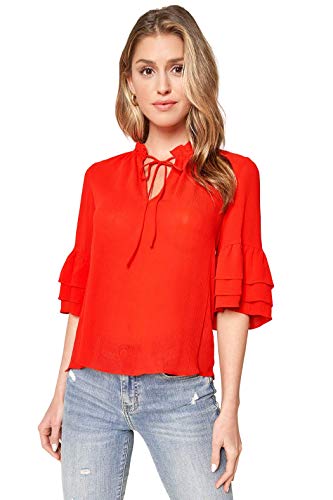 Sugar Lips womens Break Room Ruffle Blouse, Red, Medium US