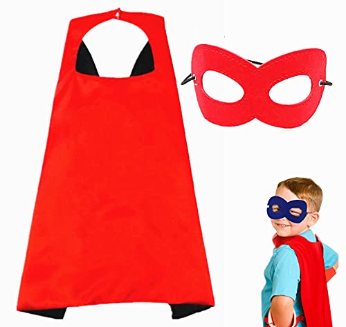 AICOC Capes and Masks For kids Double Side Dress up Costumes Christmas Halloween Cosplay Gift For Boys Girls
