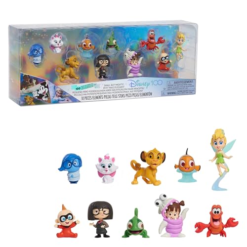 Just Play Disney100 Years of Small But Mighty, Limited Edition 10-piece Figure Set, Officially Licensed Kids Toys for Ages 3 Up