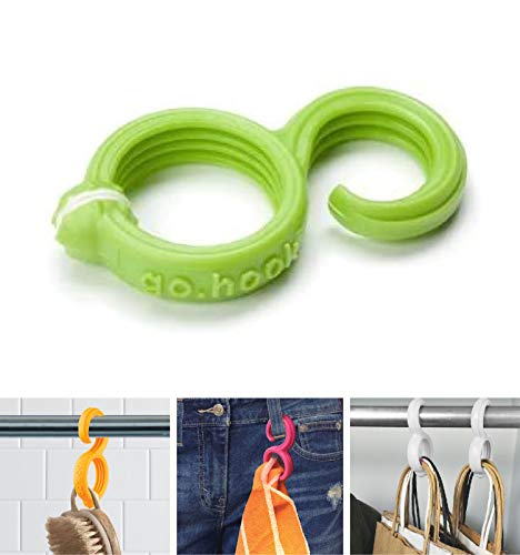 FusionBrands GoHook, Green - Versatile Magnetic Hooks Hold Essential Go-To Items in the Kitchen, Bathrooms, Closets, and On the Go-Flexible S Hook Design is Portable, Easy to Use, and Holds Up to 3lbs