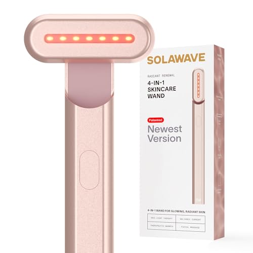 Solawave 4-in-1 Radiant Renewal Wand, Face Skincare Wand with Facial Massager, Facial Wand (Rose Gold)