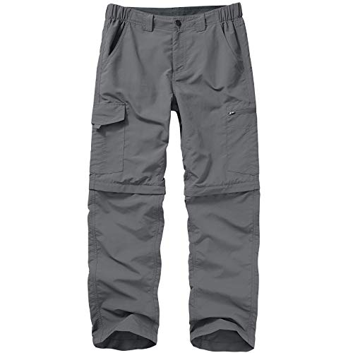 Hiking Pants for Men boy Scout Convertible Cargo Zip Off Lightweight Quick Dry Breathable Fishing Safari Shorts,6226,Grey,32