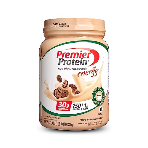 Premier Protein Powder, Cafe Latte, 30g Protein, 1g Sugar, 100% Whey Protein, Keto Friendly, No Soy Ingredients, Gluten Free, 17 Servings, 23.9 Ounce (Pack of 1)