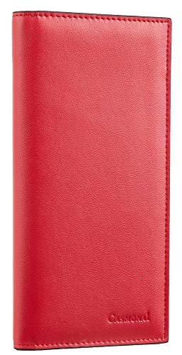 CASMONAL Premium Leather Checkbook Cover For Men & Women Checkbook Holder Wallet RFID Blocking(Red Up)