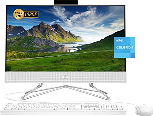 HP 2022 Newest All-in-One Desktop, 21.5' FHD Display, Intel Celeron J4025 Processor, 16GB RAM, 512GB PCIe SSD, Webcam, HDMI, RJ-45, Wired Keyboard&Mouse, WiFi, Windows 11 Home, White