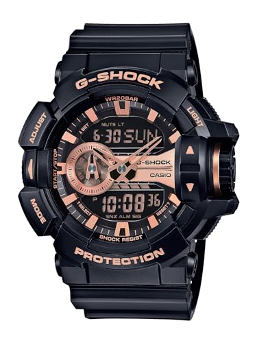 Casio XL G-Shock Quartz Sport Watch with Plastic Strap, 18.3 (Model: GA-400GB-1A4) Black/Rose Gold