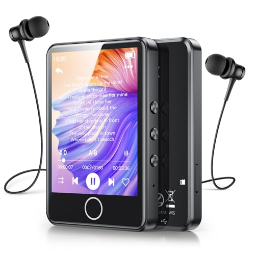 AGPTEK 2.8 inch 64GB MP3 Player with Bluetooth 5.3, Full Touch Screen Portable MP3 Music Player Built-in HD Speaker, Supports Up to 128GB, Model: M1