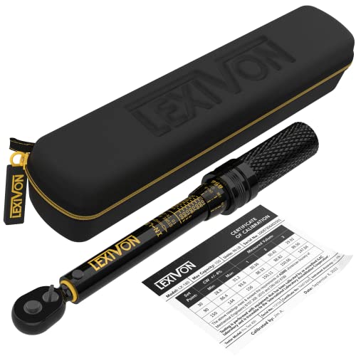 LEXIVON Inch Pound Torque Wrench 1/4-Inch Dr. | 72-Tooth Gear Dual-Direction Click Type | Micro-Adjustment 10~150 in-lb (1.1~16.9 Nm) | Zippered Protective Case (LX-180)