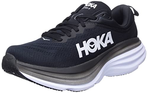 HOKA ONE ONE Women's Running Shoes, Black/White, 8.5 B (Medium)