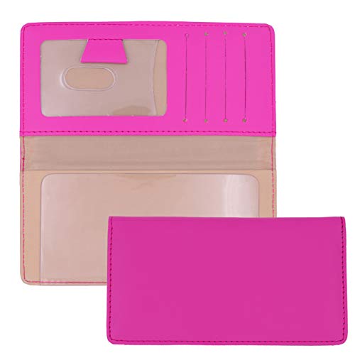Hot Pink Smooth Leather Checkbook Cover for Top Tear Personal Checks