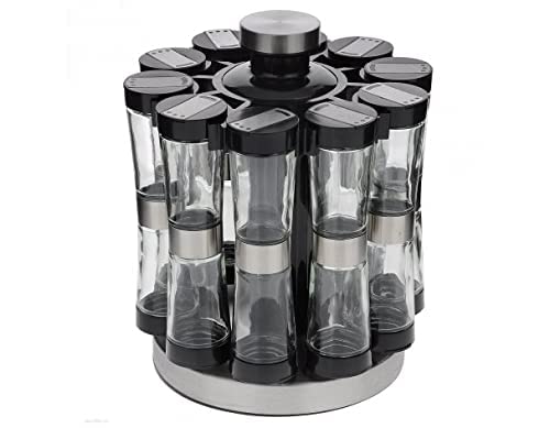 Orii Hourglass Kitchen Spice Rack with 20 EMPTY jars with FREE Stainless Steel Funnel and Labels