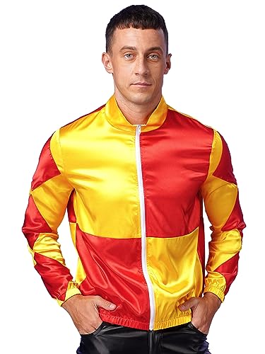 TSSOE Men Horse Race Costume Derby Racer Costume Jacket Adult Costume Halloween Fancy Dress Up Yellow Medium