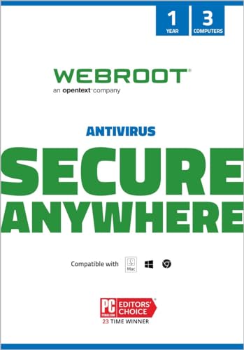 Webroot Antivirus Software 2024 | 3 Device | 1 Year Keycard Delivery for PC/Mac