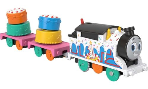 Thomas & Friends Motorized Toy Train, Wobbly Cake Thomas Engine with Cargo Cars & Pieces for Preschool Kids Ages 3+ Years