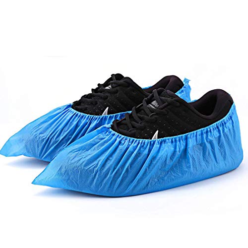 Shoe Covers Disposable Non Slip -100 Pack(50 pairs) 15.7'' Hygienic Foot Booties Covers Disposable Recyclable Waterproof Shoe Booties for Indoors, Fits Large Size Up to US Men's 11 & US Women's 13