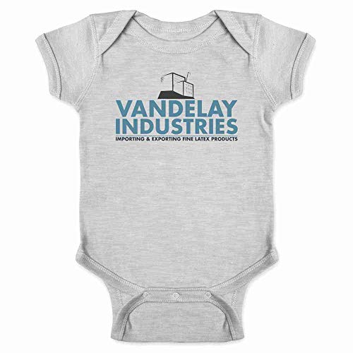 Pop Threads Vandelay Industries Company Logo Retro 90s Infant Baby Boy Girl Bodysuit Gray 6M
