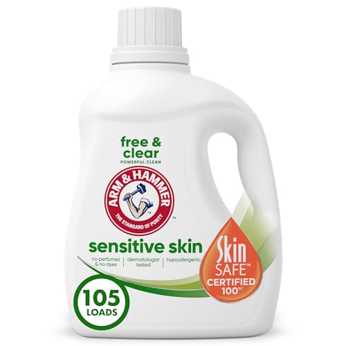 Arm & Hammer Sensitive Skin Free & Clear, 105 Loads Liquid Laundry Detergent, 105 Fl oz