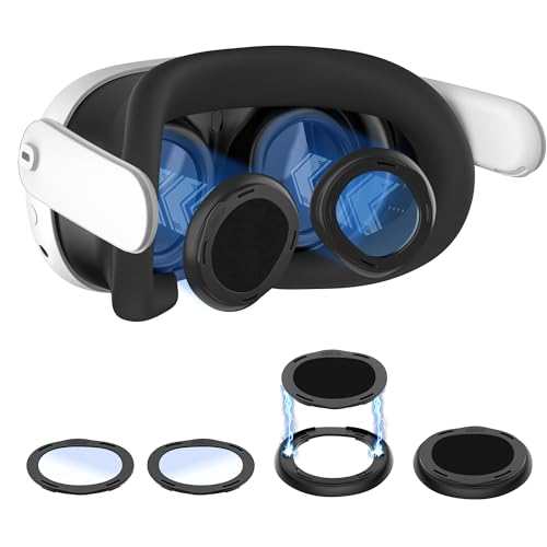 Lens Protector Cover Kit for Meta Quest 3, Protector Accessories Compatible with Oculus Quest 3, Glasses Spacer Anti-Scratch Ring with Blue Light Blocking Glasses for Meta Quest 3