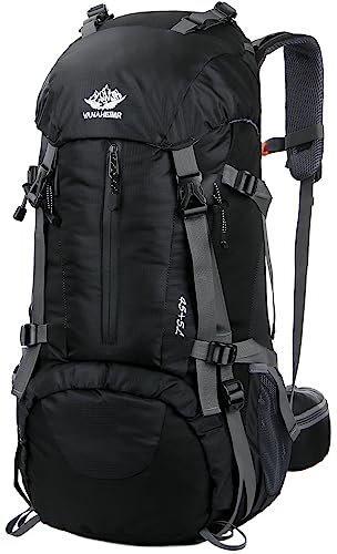 Esup 50L Hiking Backpack Men Camping Backpack with rain cover 45l+5l Lightweight Backpacking Backpack Travel Backpack (Black)