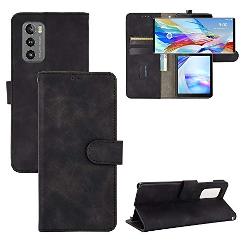 DAMONDY Case for LG Wing, LG Wing 5G Case,Leather Wallet Shockproof Flip Folio Phone Cover Card Slots Kickstand Magnetic Closure for LG Wing 5G -Black