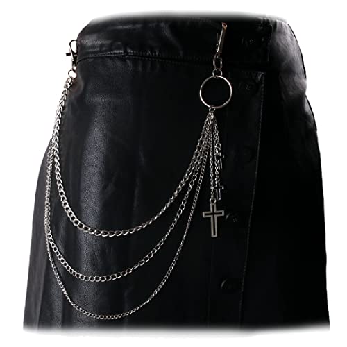 3D Cross Charms Pants Chain 3 Layer Metal Jean Chains Wallet Chain Pocket Chain Belt Chains Keychains for Women Men