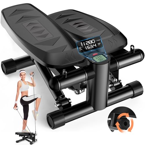 VitalLeap Steppers for Exercise at Home, Adjustable Pedal Height Stair Steppers with Resistance Bands for Home Fitness, Mini Steppers with 330LBS Loading Bearing Exercise Equipment with Stepper Mat