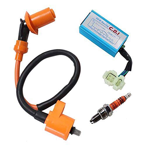 GY6 CDI 6 Pin Ignition Coil for High Performance Racing 50cc 125cc 150cc Moped Scooter ATV Go Kart with 3 Electrode Spark Plug