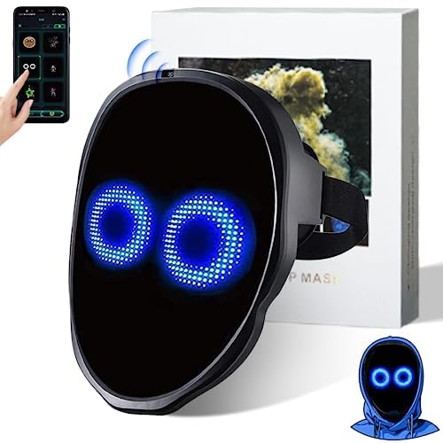 Ompusos LED Mask-Light Up Mask Bluetooth APP Gesture Sensing Halloween LED Mask adults, Digital Mask Costume Party Mask