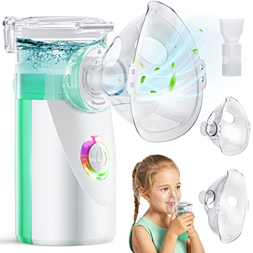 Portable Nebulizer Machine for Kids - Adults Ultrasonic Mesh Nebulizer, Nebulizer Machines for Travel and Home Use by Adult and Baby, Self-Cleaning Handheld Nebulizers, Steam Inhaler with 3 Cover