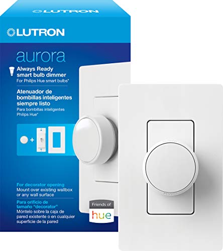 Lutron Aurora Smart Bulb Dimmer Switch for Paddle Switches | for Philips Hue Smart Bulbs | Z3-1BRL-PKGD-WH | White